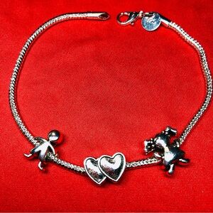 Real 925 sterling silver snake chain bracelet, 3 FREE charms.8,5”Perfect GIFT
